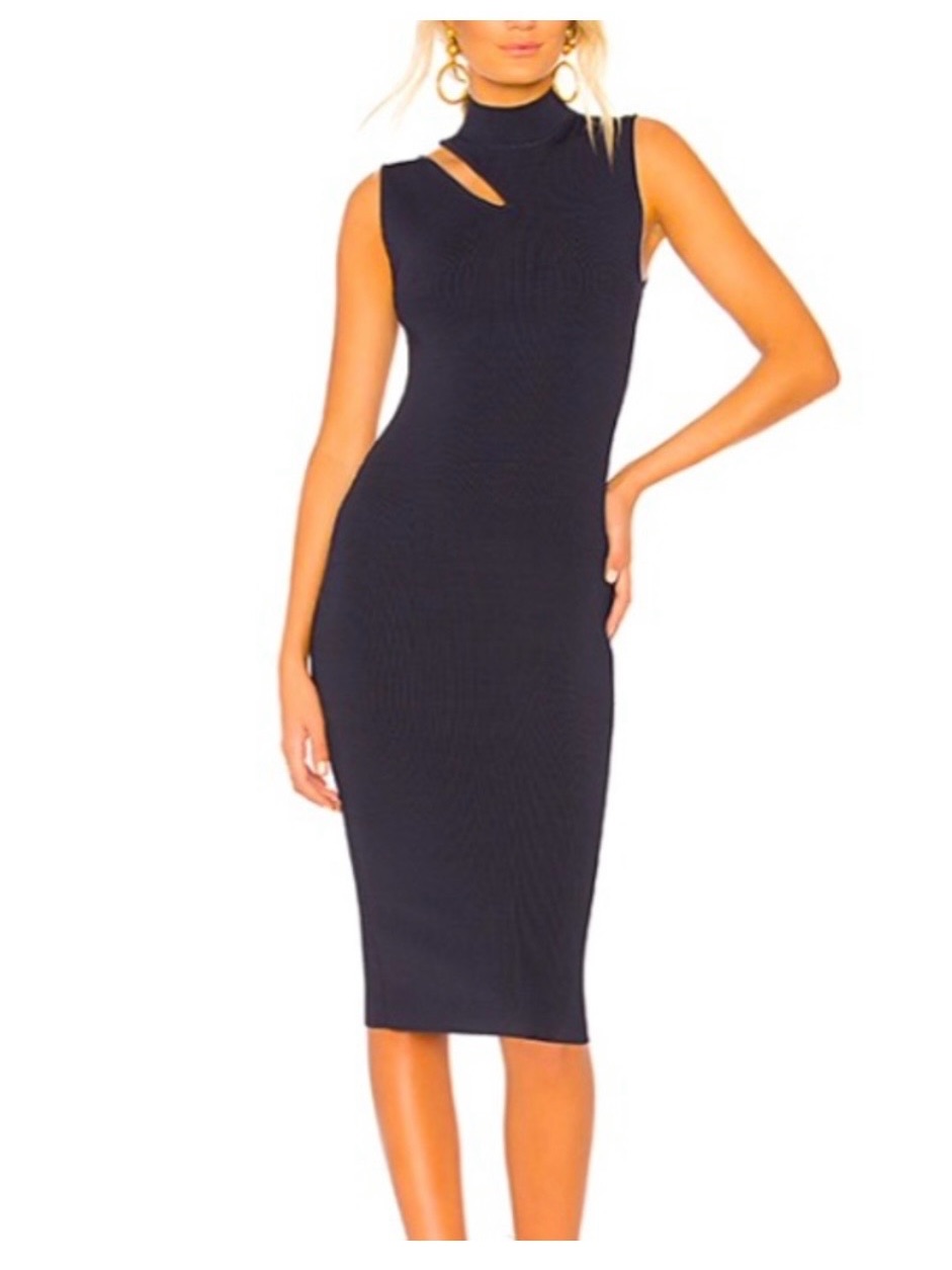 Bailey 44 Black One-Shoulder Cutout Midi Dress